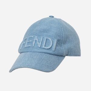 FENDI Blue Denim Logo-Embossed Cap